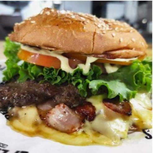 Fried Cheesy Bacon Burger