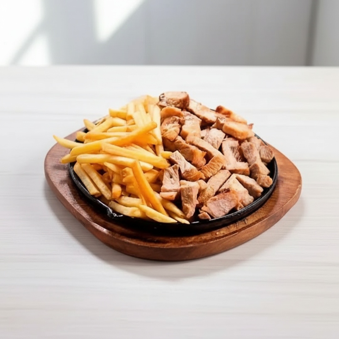 400g de contra filé e 400g fritas.