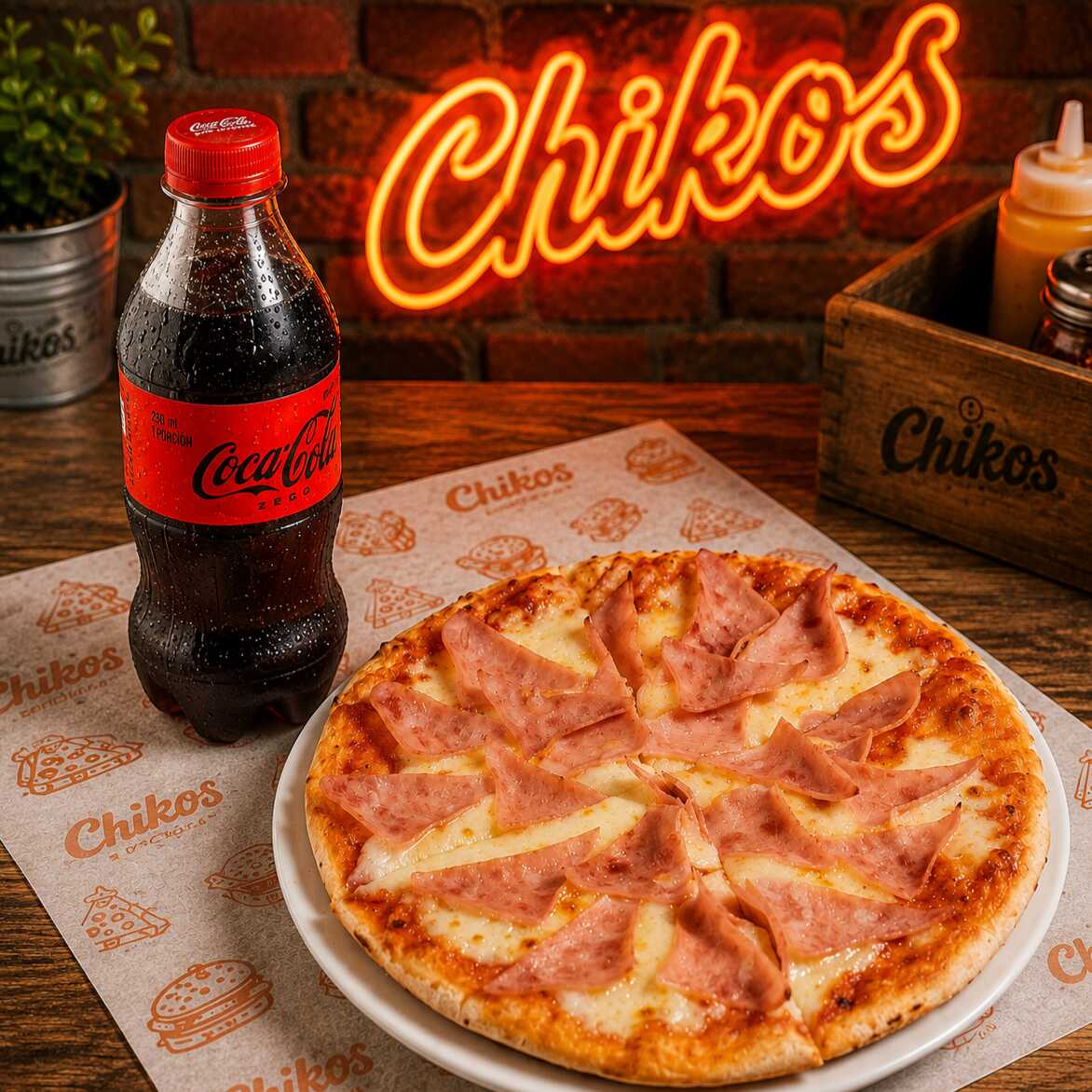 Pizzeta Jamón 20 Cms + Coca Cola Original 250 Ml