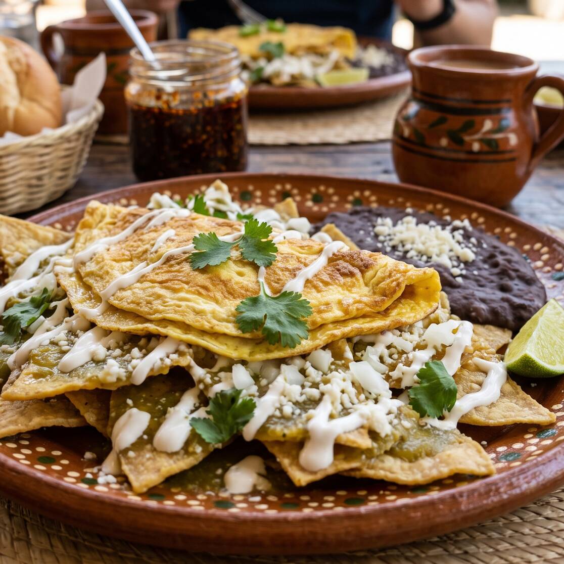Chilaquiles Verdes con 2 Huevo Estrellado