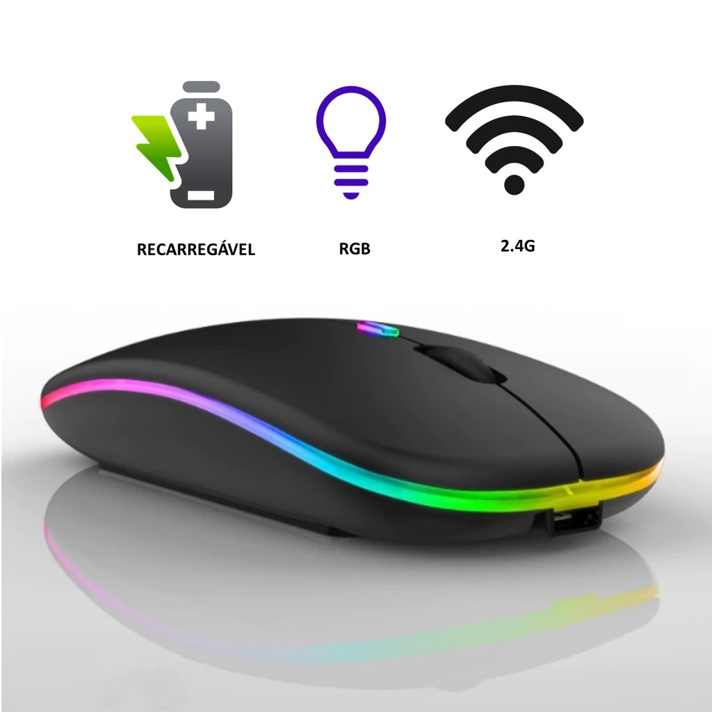 🖱️ Mouse Sem Fio Recarregável: Não Gaste Mais com Pilhas! 🔋 O novo mouse sem fio recarregável é a solução definitiva para eliminar gastos com pilhas! Apresentando um design luminoso e sofisticado, este mouse oferece clique silencioso, design ergonômico e bateria interna recarregável via cabo USB. 🌟 Recursos e Destaques: Bateria Interna Recarregável: Acabe com as pilhas e recarregue facilmente via cabo USB. Clique Silencioso: Uma experiência de uso tranquila. Design Anatômico e Confortável: Perfeito para uso prolongado. 🖱️ Personalização de Sensibilidade DPI: Escolha entre 3 opções de sensibilidade DPI para ajustar a velocidade ideal do cursor em seu notebook ou computador.