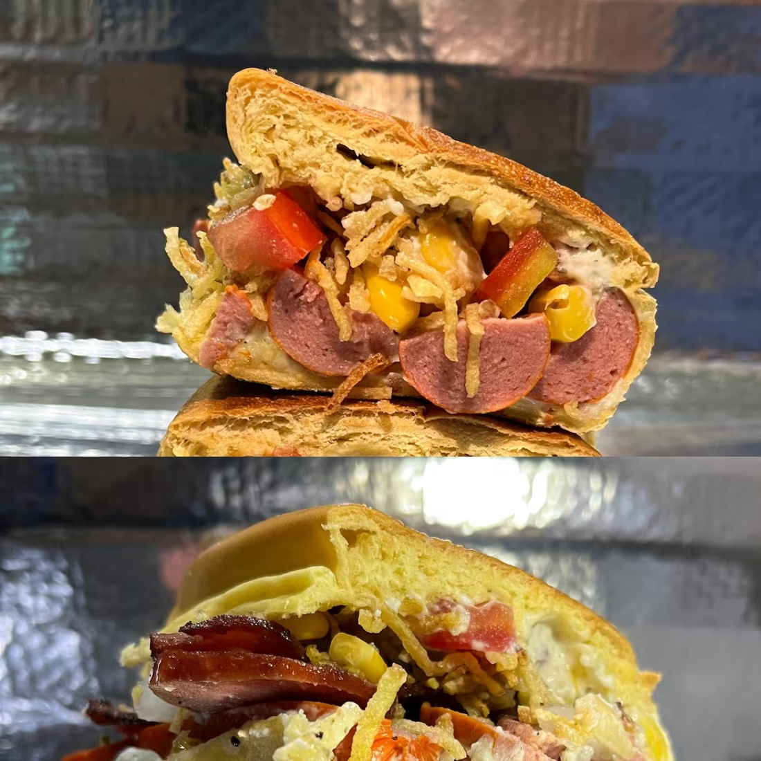 pão 20 cm,2 salsicha perdigão,milho,tomate,cebola,calabresa fatiado e maionese caseira