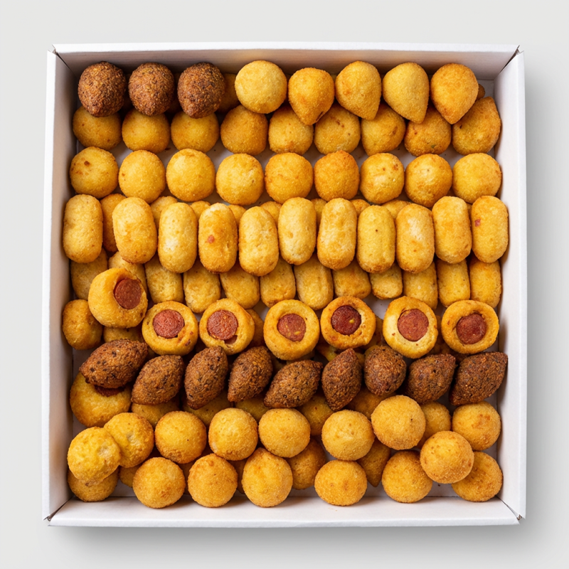 Cento de Salgadinhos da Salgadou, aqui não tem frescura, você pode pegar os sabores que quiser na quantidade que quiser.