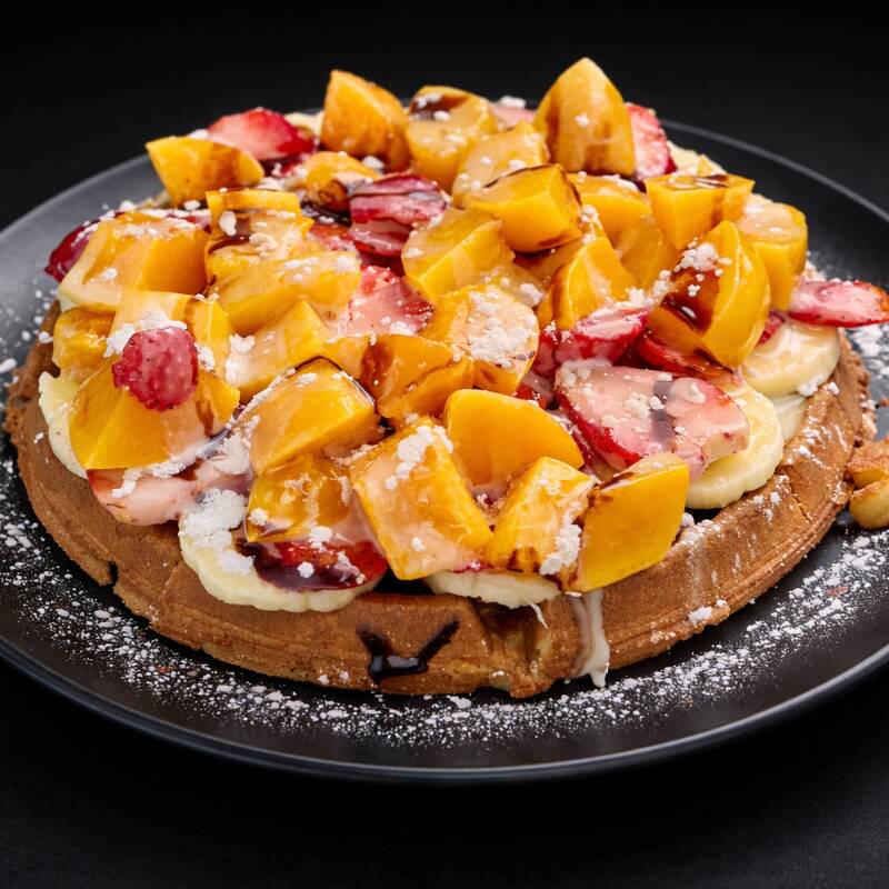 Waffle Grande con Durazno