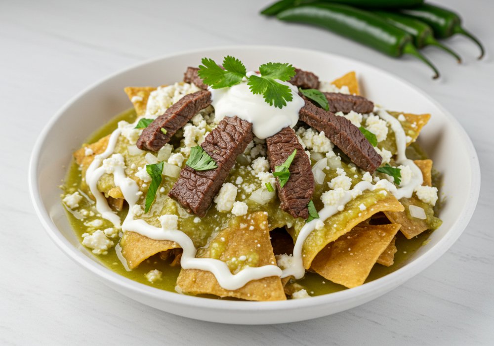 Chilaquiles Verdes con Arrachera