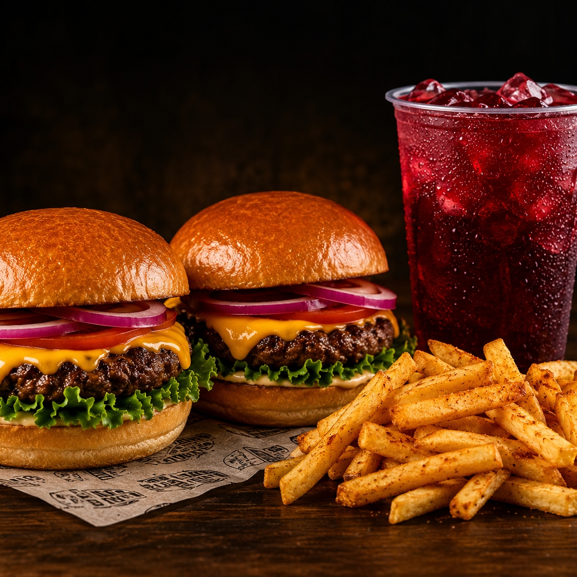 DOS HAMBURGUESAS, PORCIÓN DE PAPAS Y AGUA 255 ML🍔