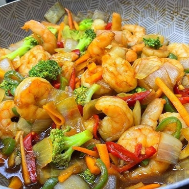 Camarones con Brócoli