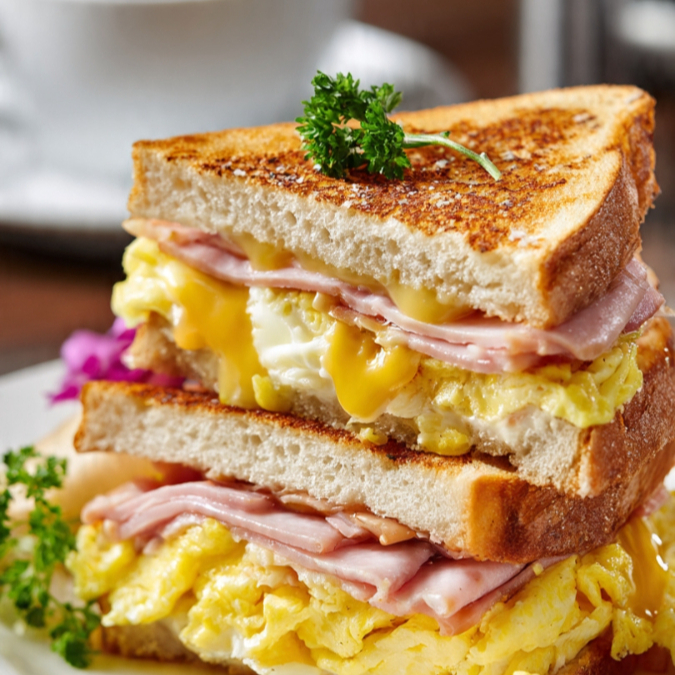 Sandwich de omelette y jamon
