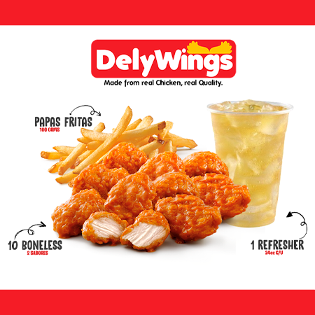 10 Boneless + Papas + Refresher