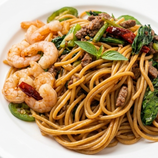 Espagueti Pad Kee Mao (estilo Tailandes Picante)