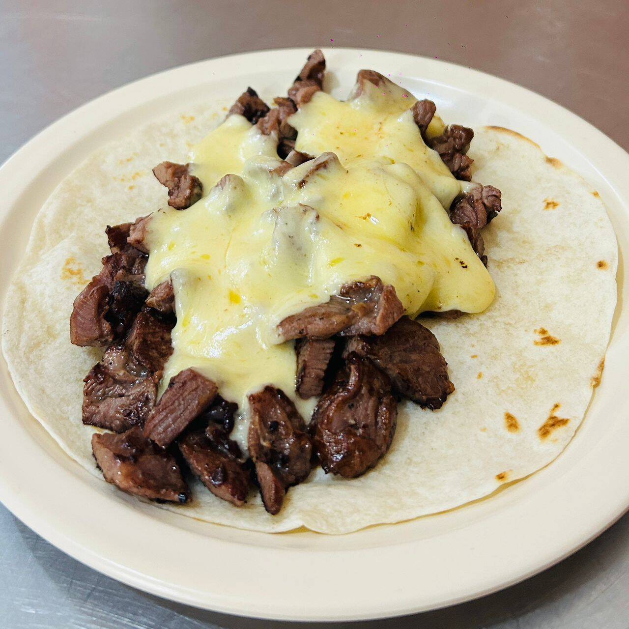 TACO ARRACHERA CON QUESO