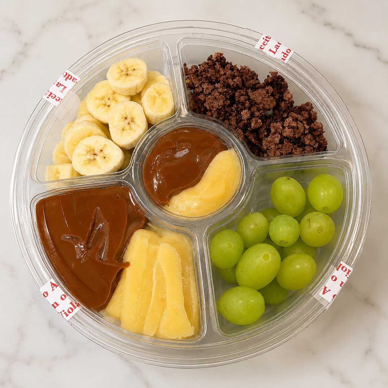 Obs: fruta pode variar conforme a disponibilidade entre, morango, banana e uva
