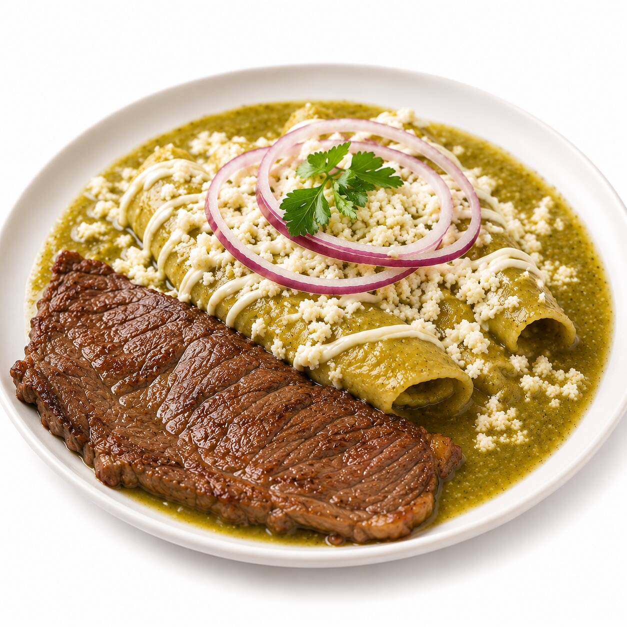 Enchiladas verdes con tasajo