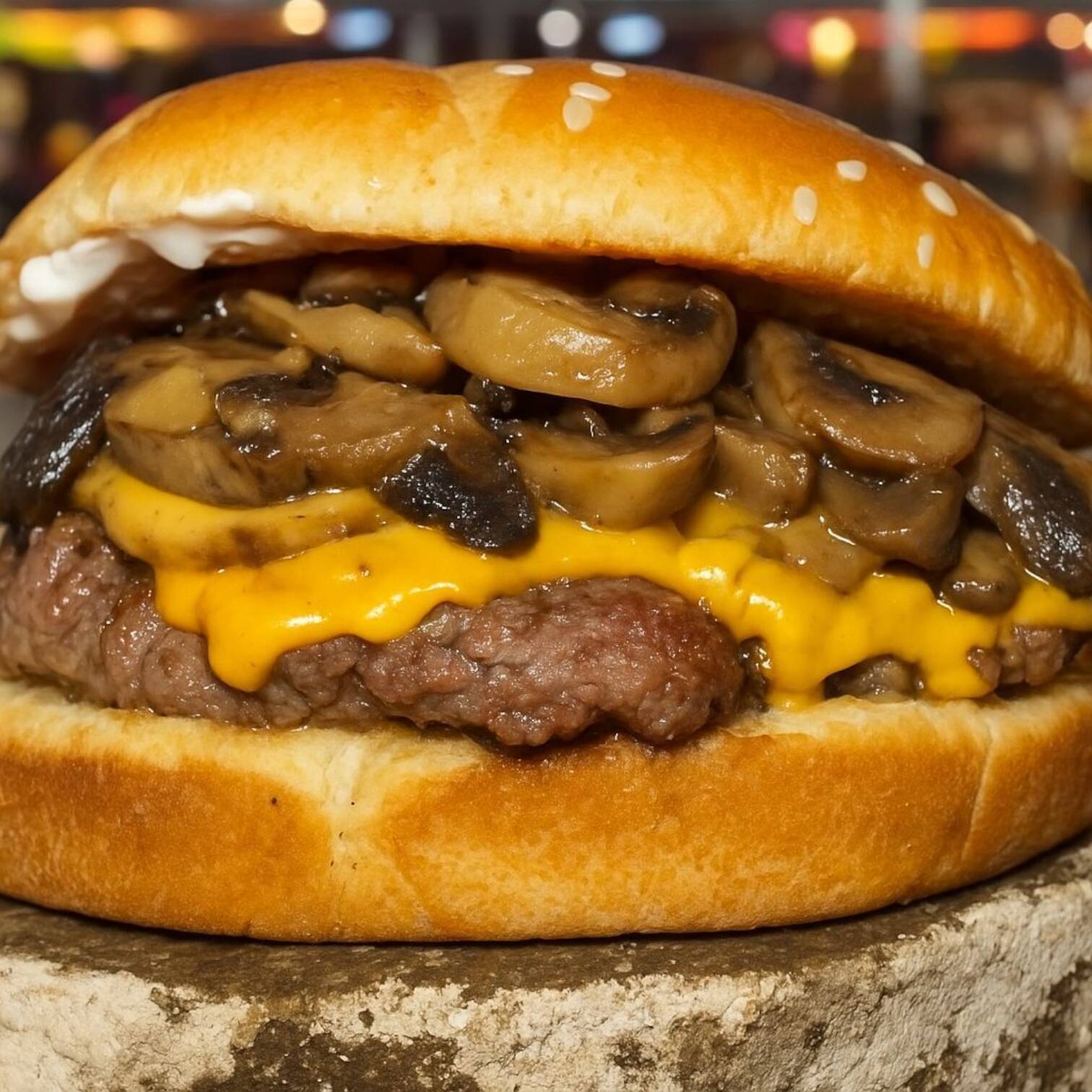 Cheeseburger Con Champiñones