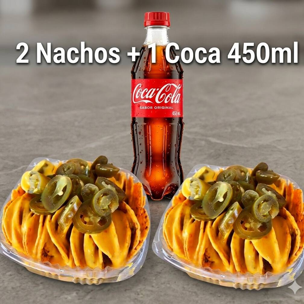 2 Nachos + 1 Coca cola 450ml 🧀