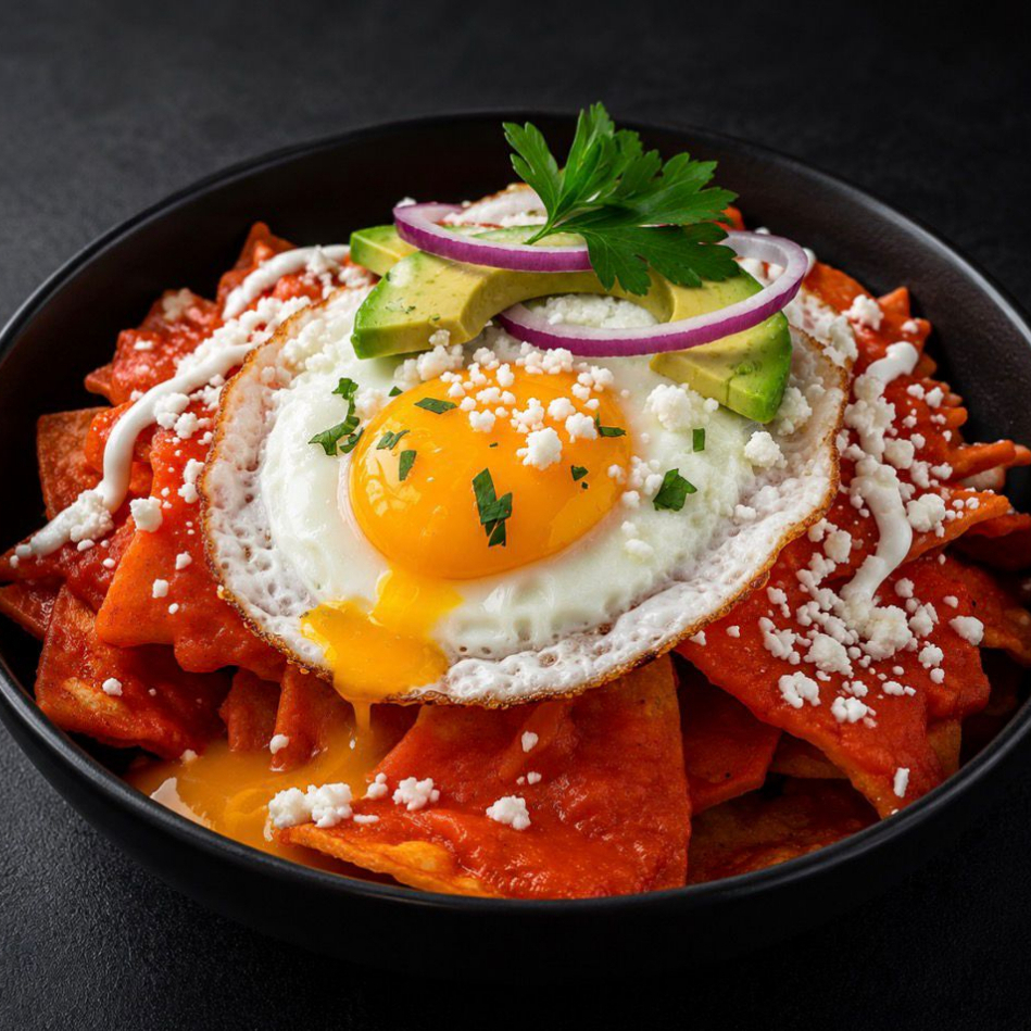 CHILAQUILES ROJOS CON HUEVO