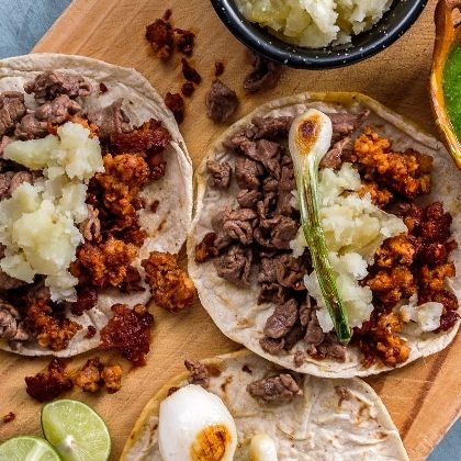 Tacos Campechanos Bistec con Longaniza