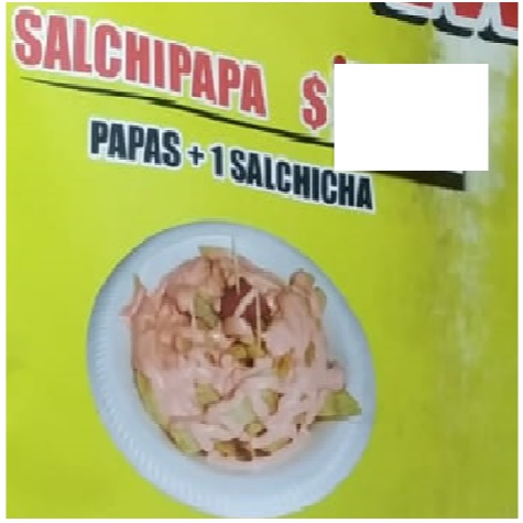 Salchipapa.