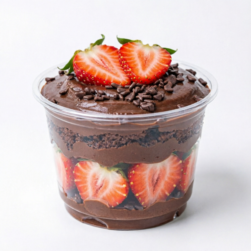 Bolo de chocolate, brigadeiro gourmet e morangos e granulado