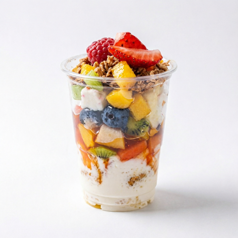 Copo de 250ml acompanha somente Frutas e caldas somente se for selecionado.