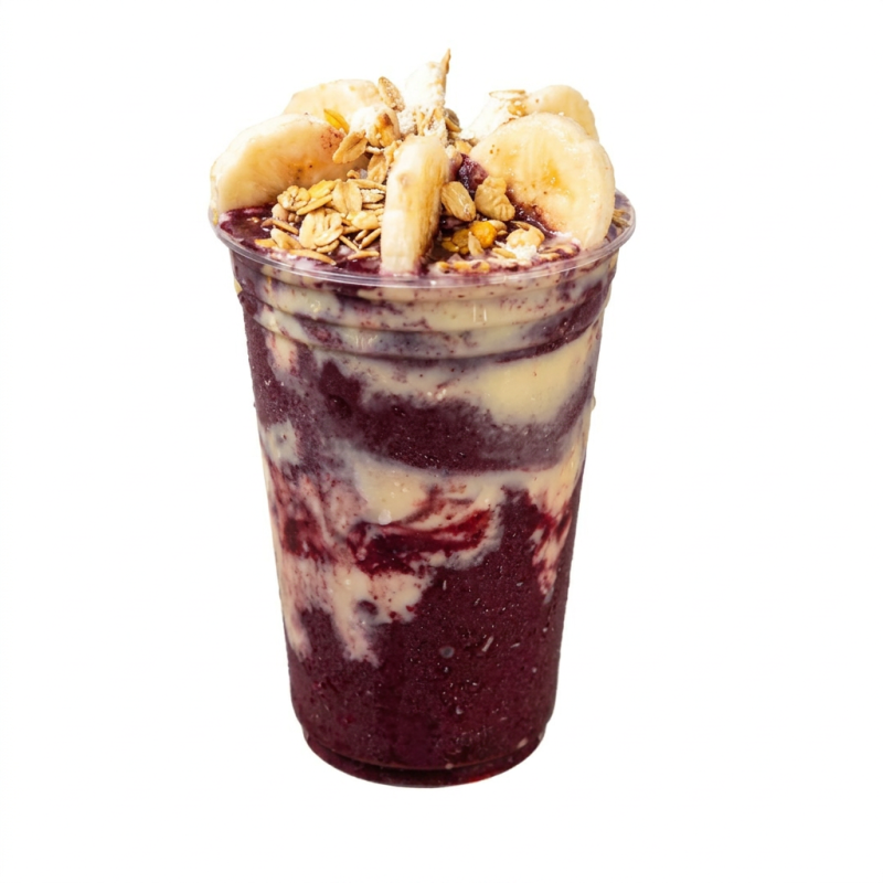 Açai tradicional+banana+granola+leite em pó+leite condensado+creme de avelá