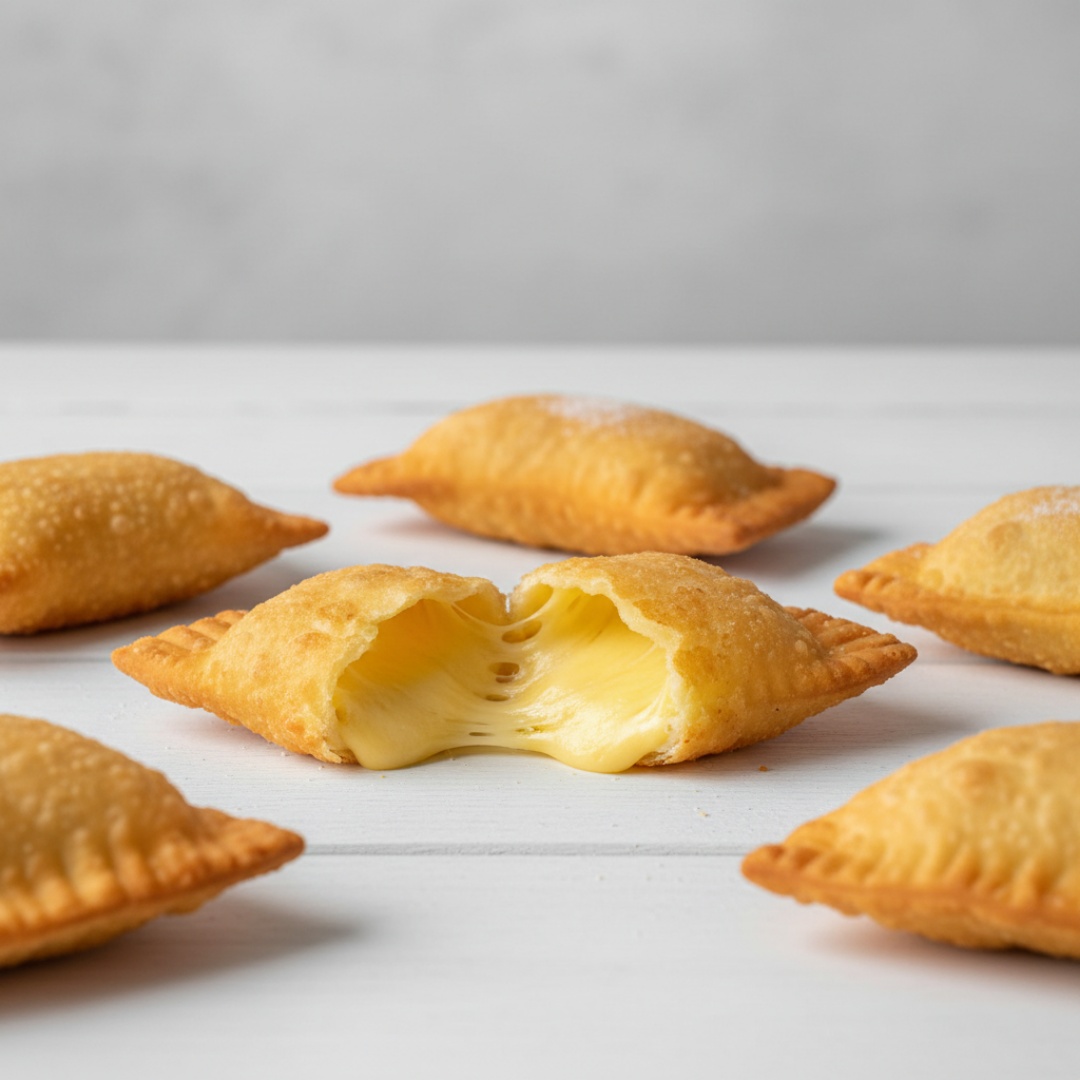 Um Pastel Maravilhoso Com A Massa Macia E Crocante Aou Mesmo Tempo Com Um Recheio Maravilhoso De Queijo Frito Na Hora .