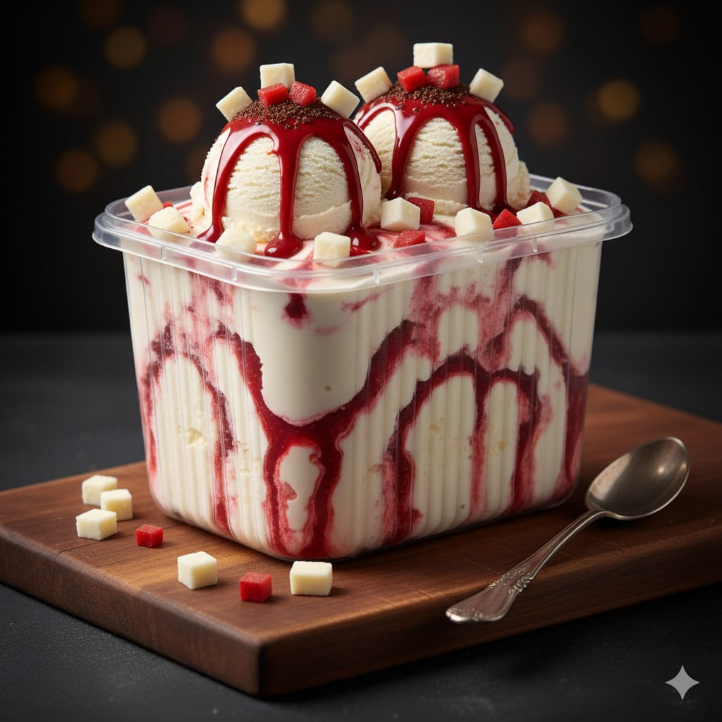 Um sorvete inspirado em um Romance de Willian Shakespeare, Produzido a partir de uma calda de sorvete com um aroma único  de queijo e goiabada. (Imagem meramente ilustrativa)