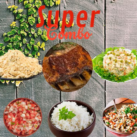 Apresentamos o nosso Super Combo Costela no Bafo, um verdadeiro deleite gastronômico da categoria 'Super Combos'. Este prato é uma combinação perfeita de Costela no Bafo meticulosamente desossada e desfiada com batata e cebola (600g), acompanhada de Arroz Branco (350g) granuloso e Feijão Fradinho (500g) preparado ao estilo caseiro servido como salada fria refrescante e uma Farofa (200g) crocante com ovos dão um toque especial ao combo. Além disso, a Salada de Maionese (350g) caseira agrega cremosidade a esta experiência culinária. As porções são extremamente generosas, servindo bem quatro pessoas. Este combo é uma super promoção. Faça seu pedido e desfrute de um sabor caseiro inigualável!
