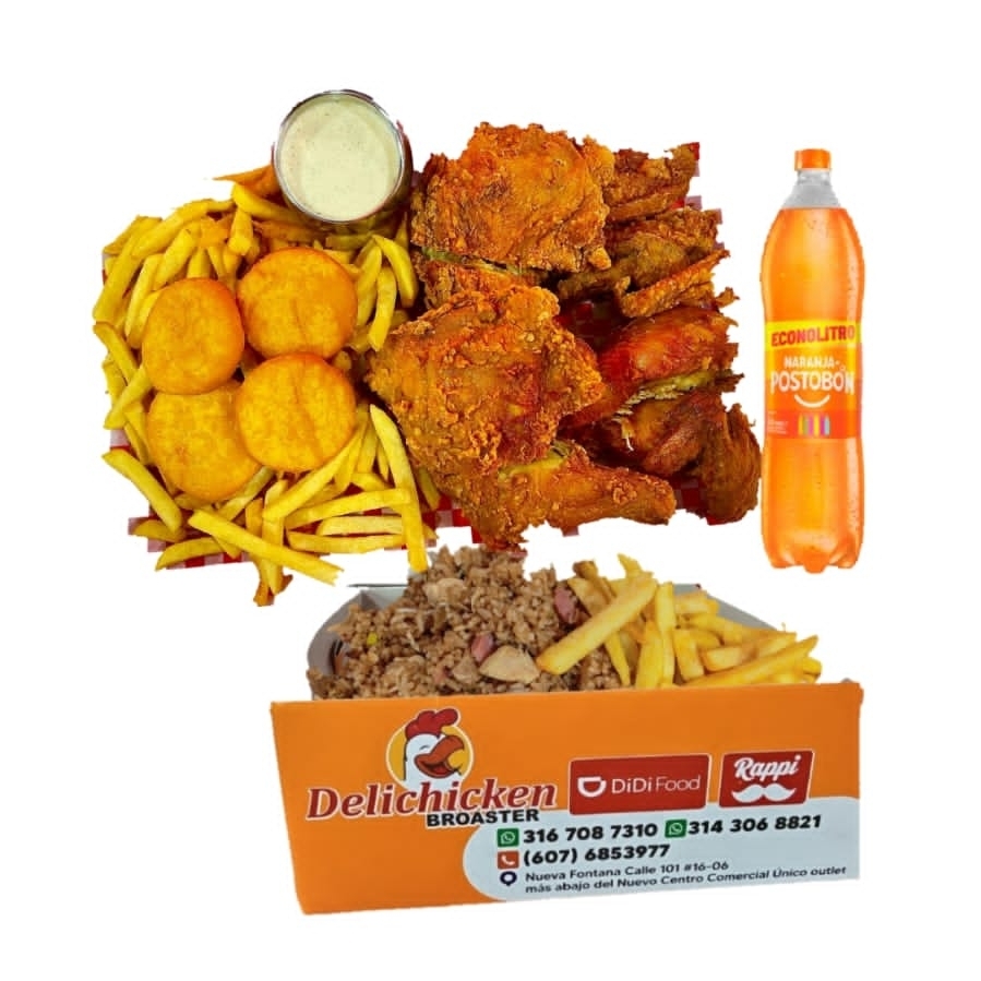 combo pollo broaster entero mas arroz mas gaseosa