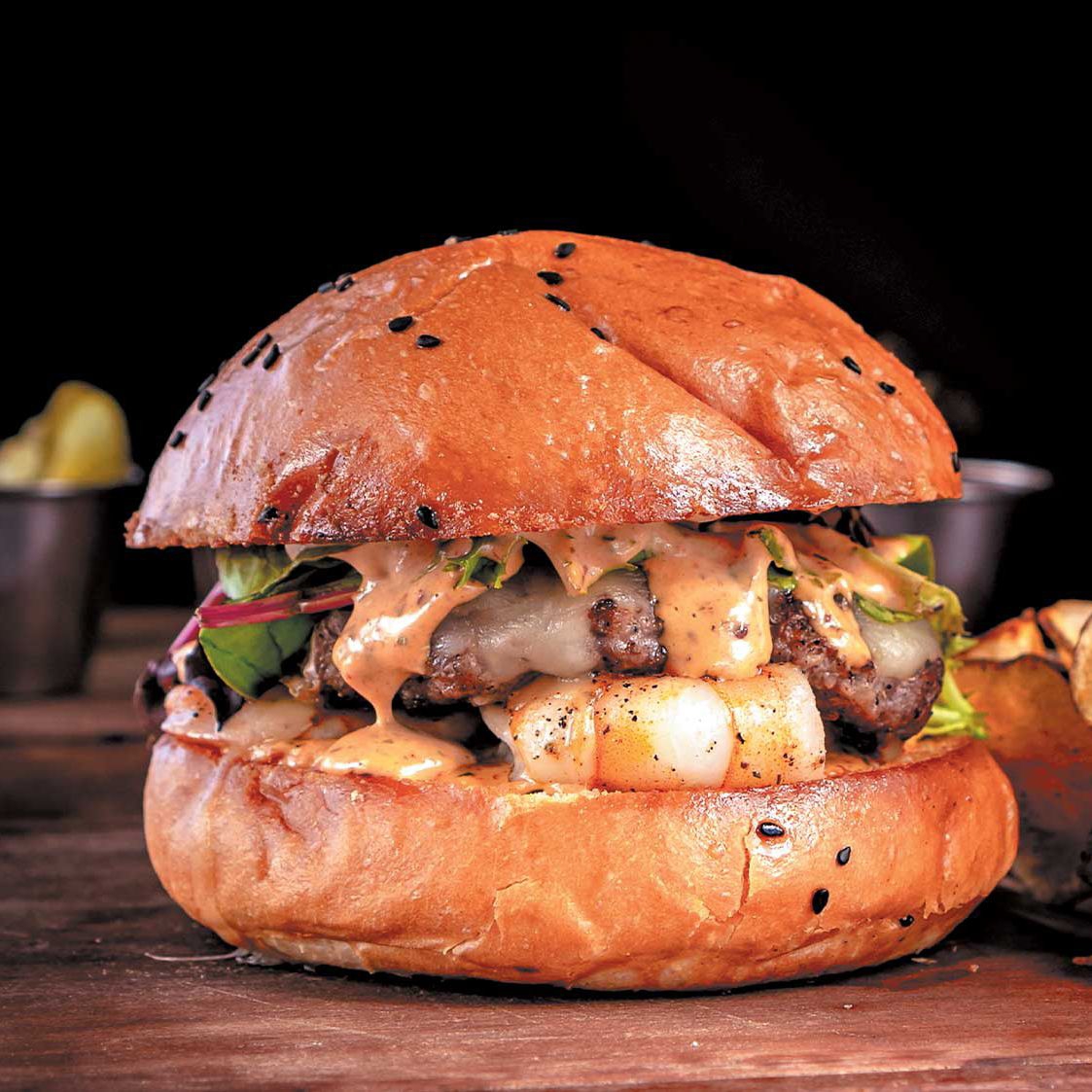 Hamburguesa tierra y mar doble