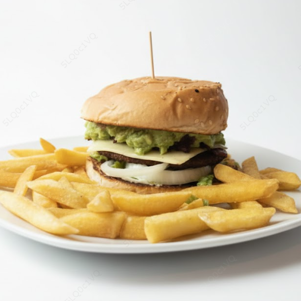 Hamburguesa Mexicana + Papas Fritas