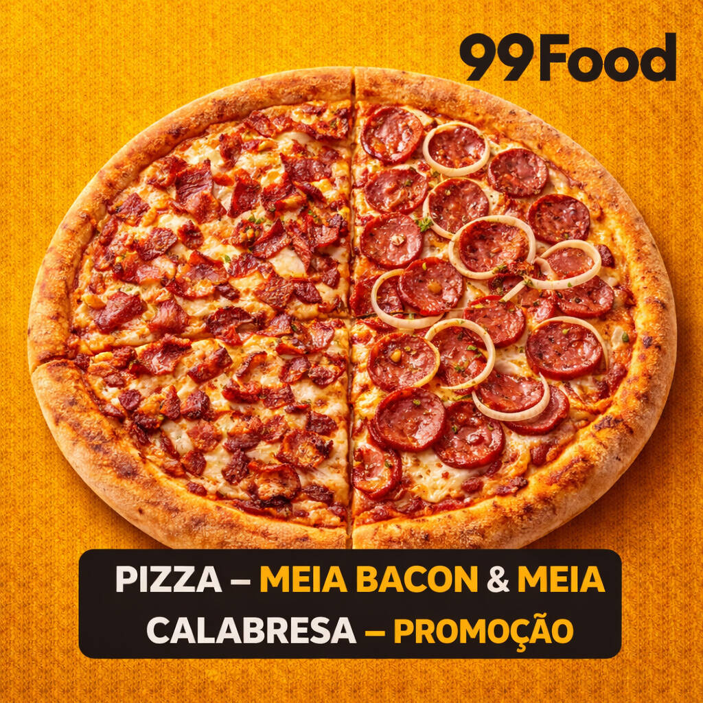 Bacon crocante e calabresa temperada em uma pizza irresistível.