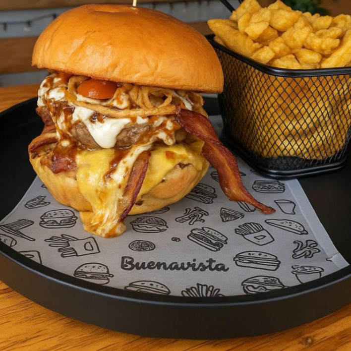 Hamburgolazo + Papas