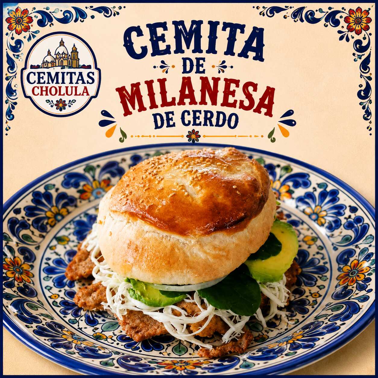 Cemita milanesa de cerdo