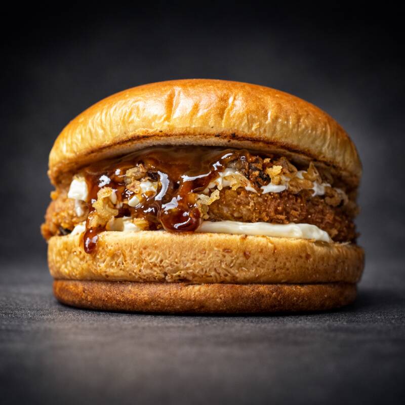 Pão de brioche, maionese Hellmann’s, molho Tasty irresistível, hambúrguer de frango empanado e crocante, queijo cream cheese, cebola crispy crocante e um toque de molho barbecue que dá aquele sabor especial. A galinha mais crocante da Granja, agora no seu lanche.