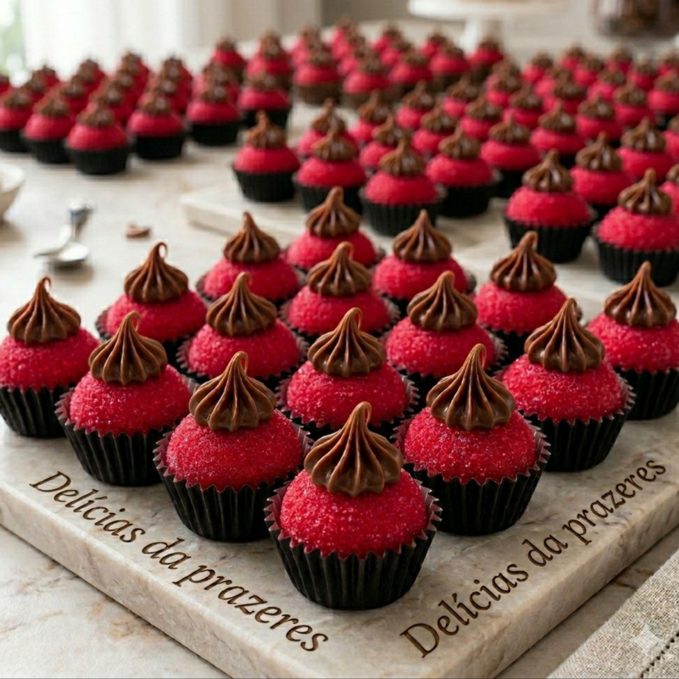 Uma combinação irresistível de brigadeiro com sabor artificial de morango e o toque cremoso e marcante da Nutella. Essa dupla cria um docinho gourmet cheio de charme, perfeito para quem ama o sabor frutado com aquele toque especial de chocolate hazelnut. Uma explosão de sabor que derrete na boca!