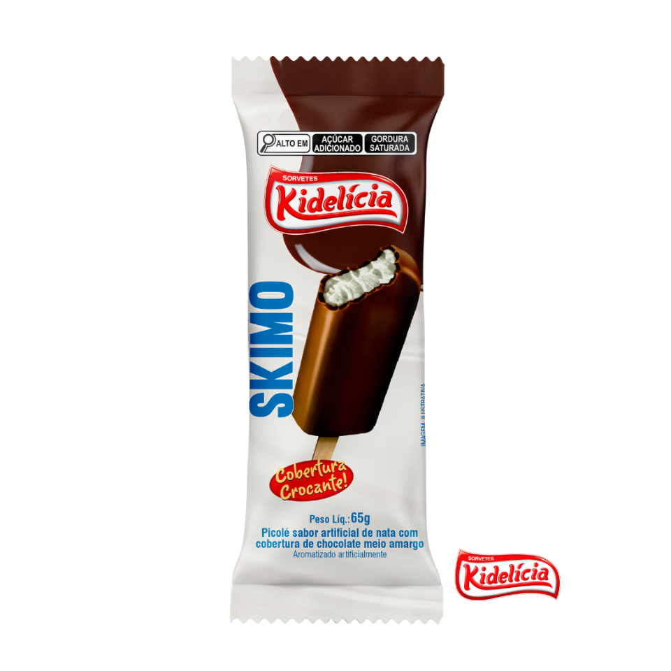 Picolé sabor nata com cobertura de chocolate amargo.