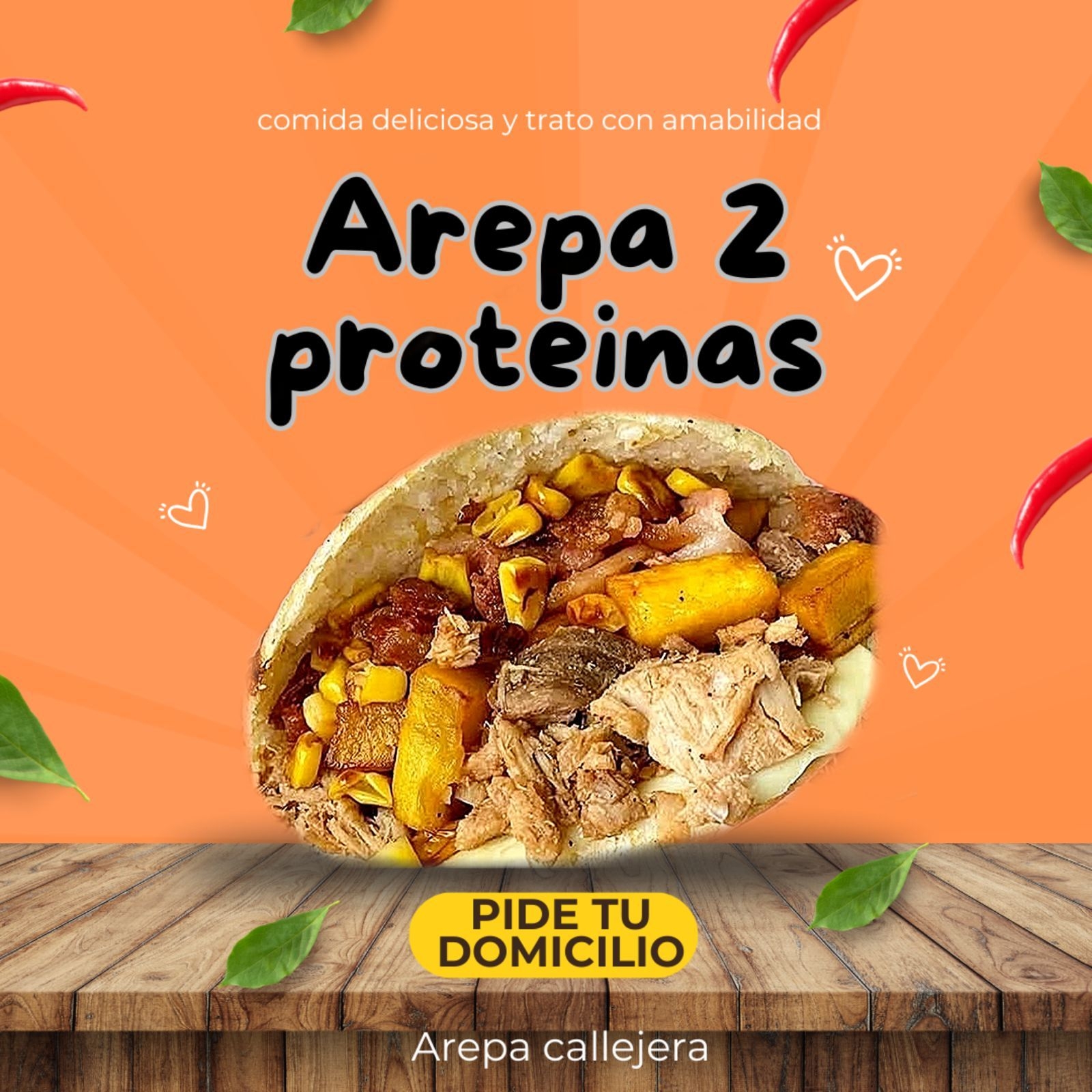 Arepa con 2 Proteínas