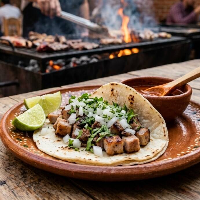 Taco de Asada Marinada Al Carbón