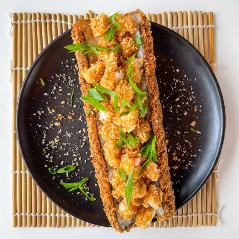 Nosso Big hot, nosso arroz crocante , recheado com camarão e creme cheese!