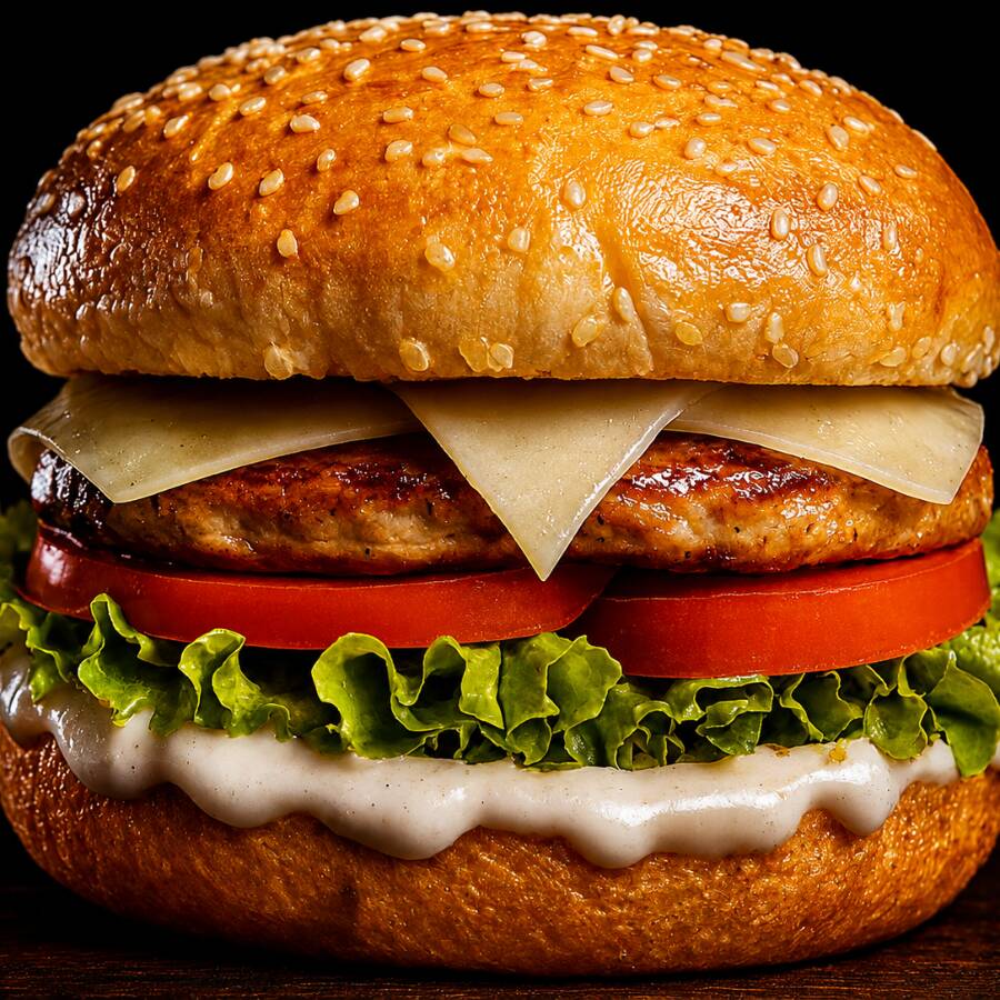 Apresentamos o Cheeseburger: um clássico irresistível com pão, hambúrguer suculento de 60g, queijo muçarela derretido, alface crocante, tomate fresco e nossa especial maionese de alho