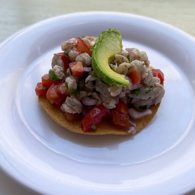 Tostada Ceviche de Camarón
