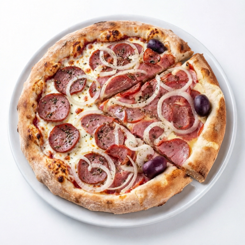 🍕 Pizza Grande de Calabresa
Uma pizza irresistível preparada com massa leve e assada no ponto certo, coberta com molho especial da casa, generosa camada de queijo muçarela, calabresa fatiada de alta qualidade, cebola fresquinha e orégano. Sabor marcante, ingredientes selecionados e muito recheio para você aproveitar cada fatia. Ideal para compartilhar ou matar a fome com muito sabor! 😋🔥