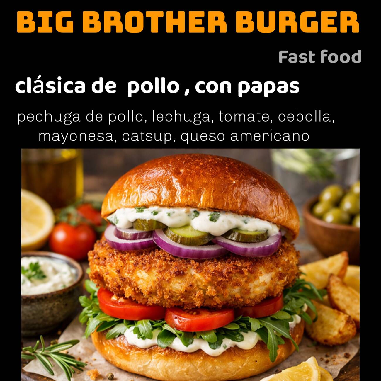 Hamburguesas de pollo con papas