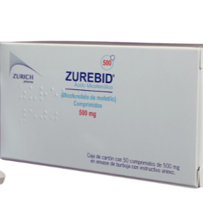 Zurebid (Ácido Micofénolico) 500 Mg Caja con 50 Co