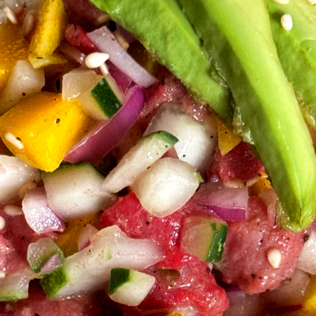 Ceviche de Atun Tropical.