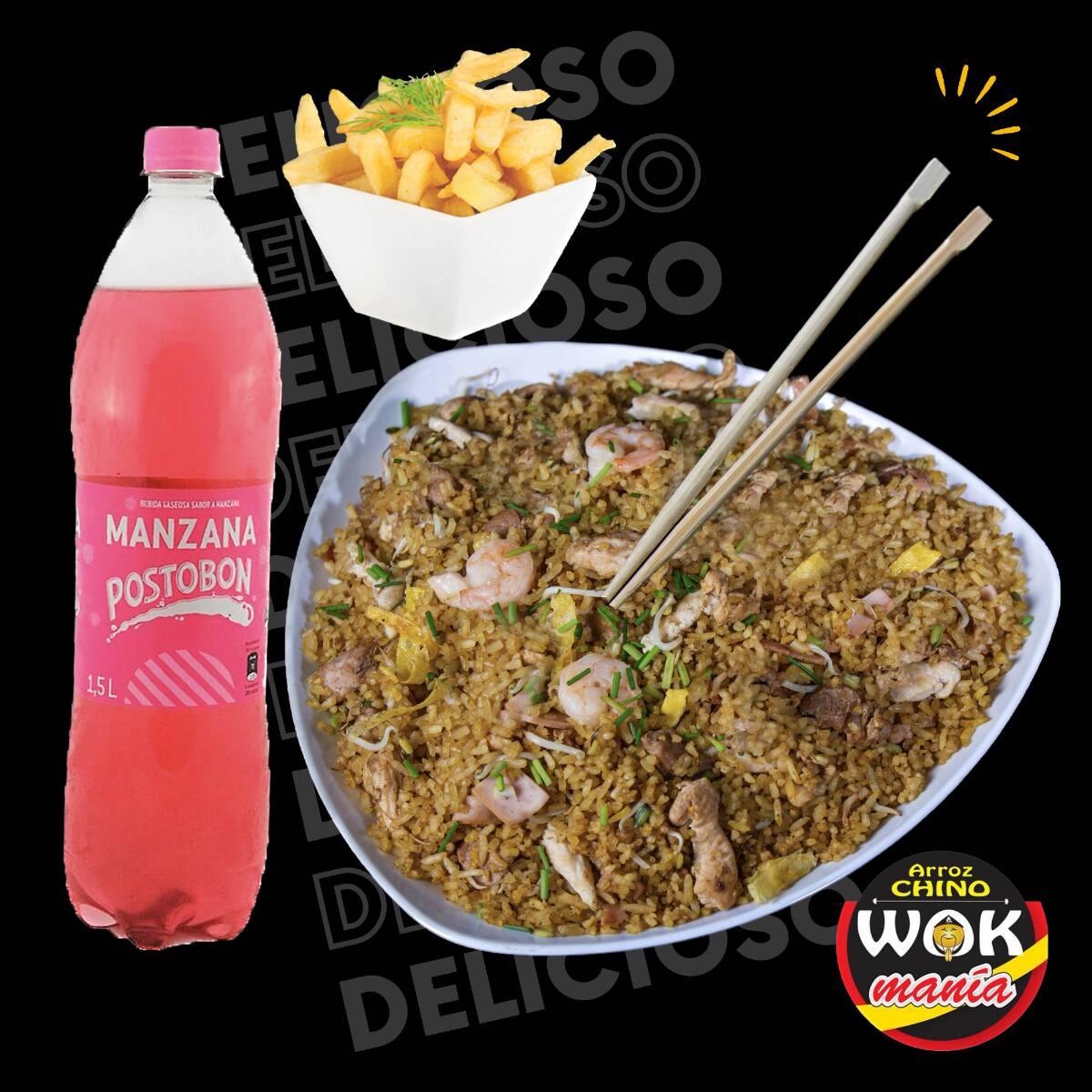 Combo Grande Arroz Mixto + Papas + Gaseosa