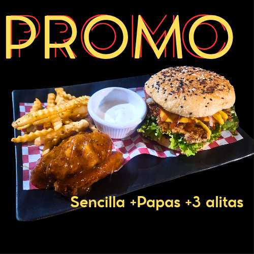 1 Hamburguesa Sencilla + 3 Alitas 🤑