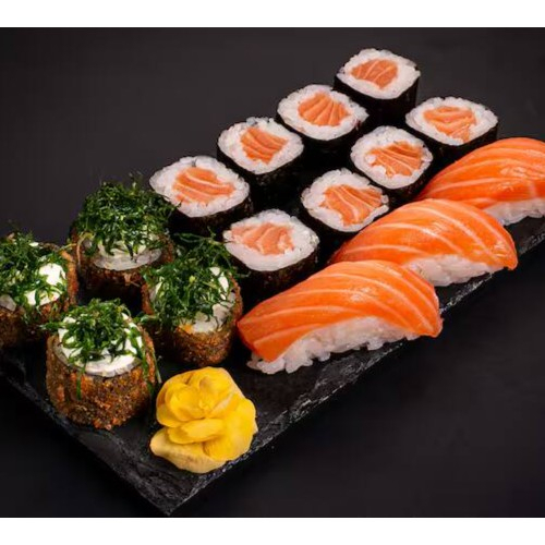 5 Hot Roll Salmão, 5 Hot Roll Kani, 5 Hossomaki Salmão, 5 Hossomaki Kani