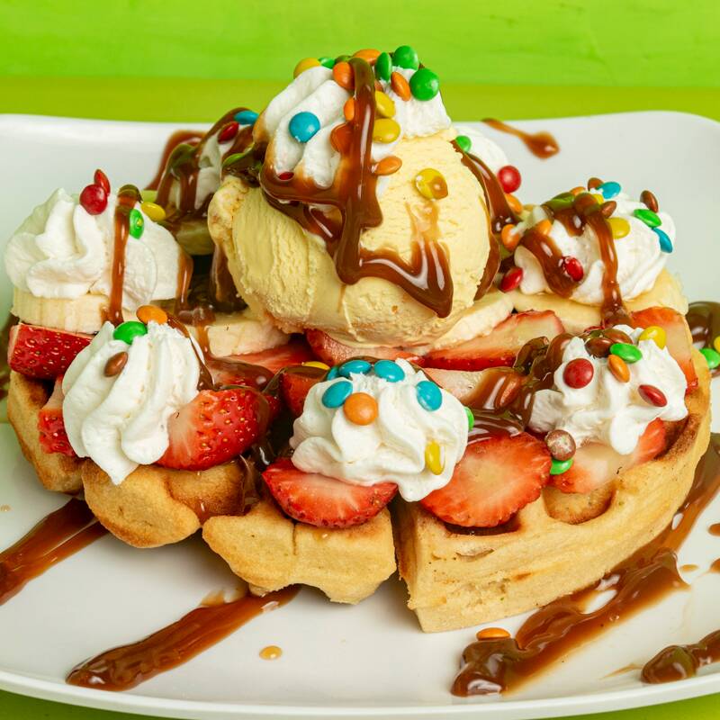 Waffle con Helado